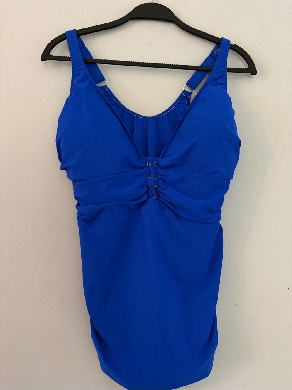Bright Blue Lace-Up Tankini Top